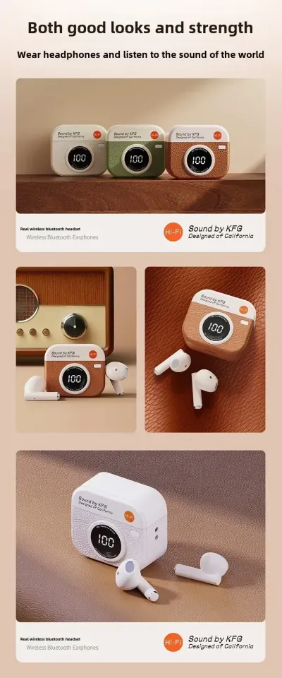 New Q86 TWS Wireless Earphone Bluetooth Headphones Sport Stereo  Bluetooth Earbuds for  iPhone  Retro Camera Style