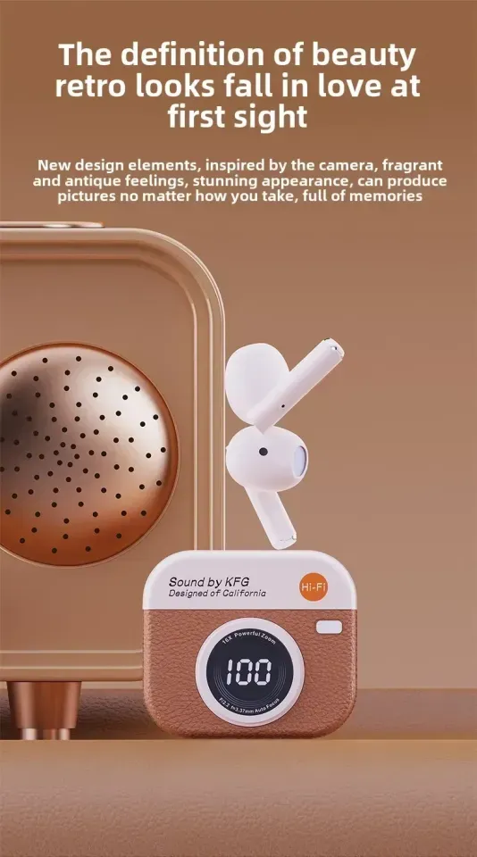 New Q86 TWS Wireless Earphone Bluetooth Headphones Sport Stereo  Bluetooth Earbuds for  iPhone  Retro Camera Style