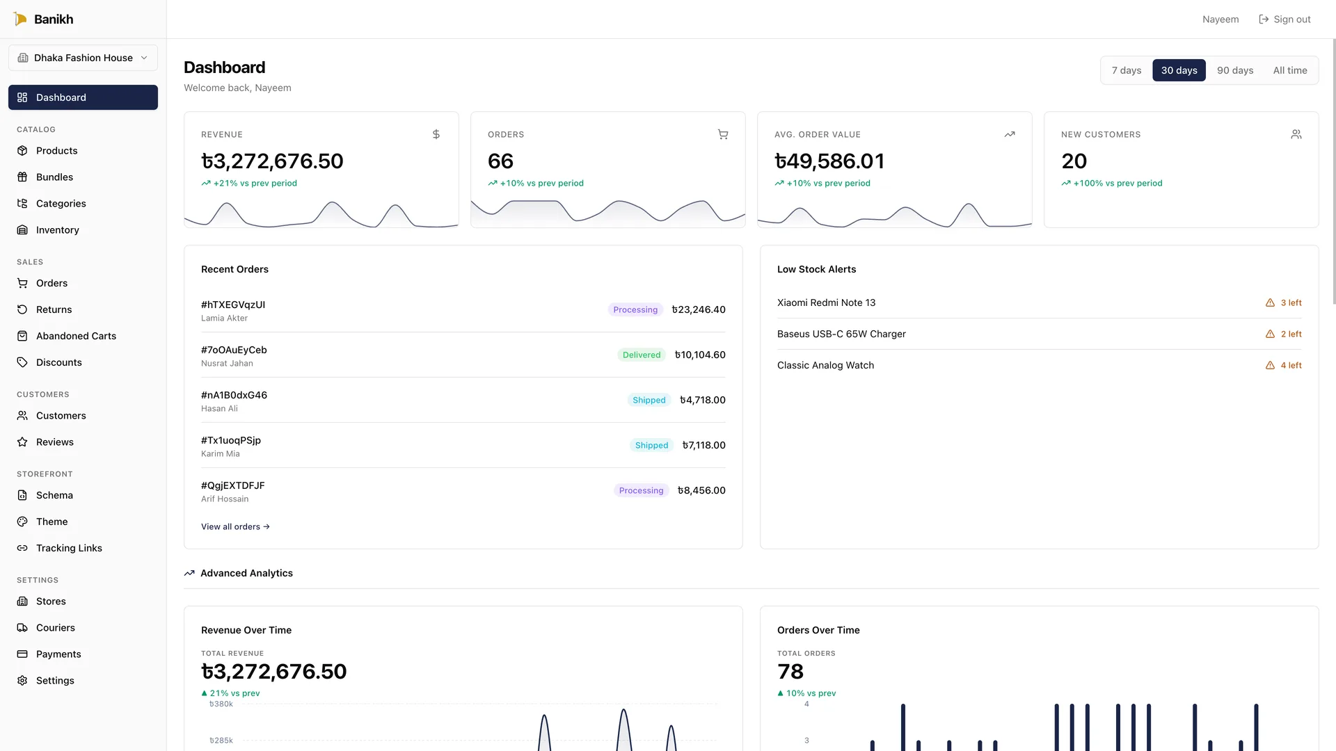 Banikh admin dashboard shown on desktop